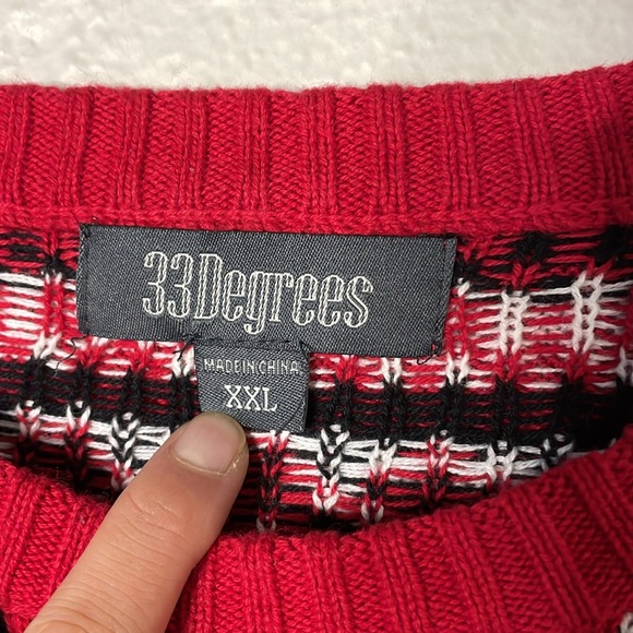 33 Degrees Men Red Knit Boston Terrier Dog Ugly Christmas Sweater Holiday - Picture 6 of 7